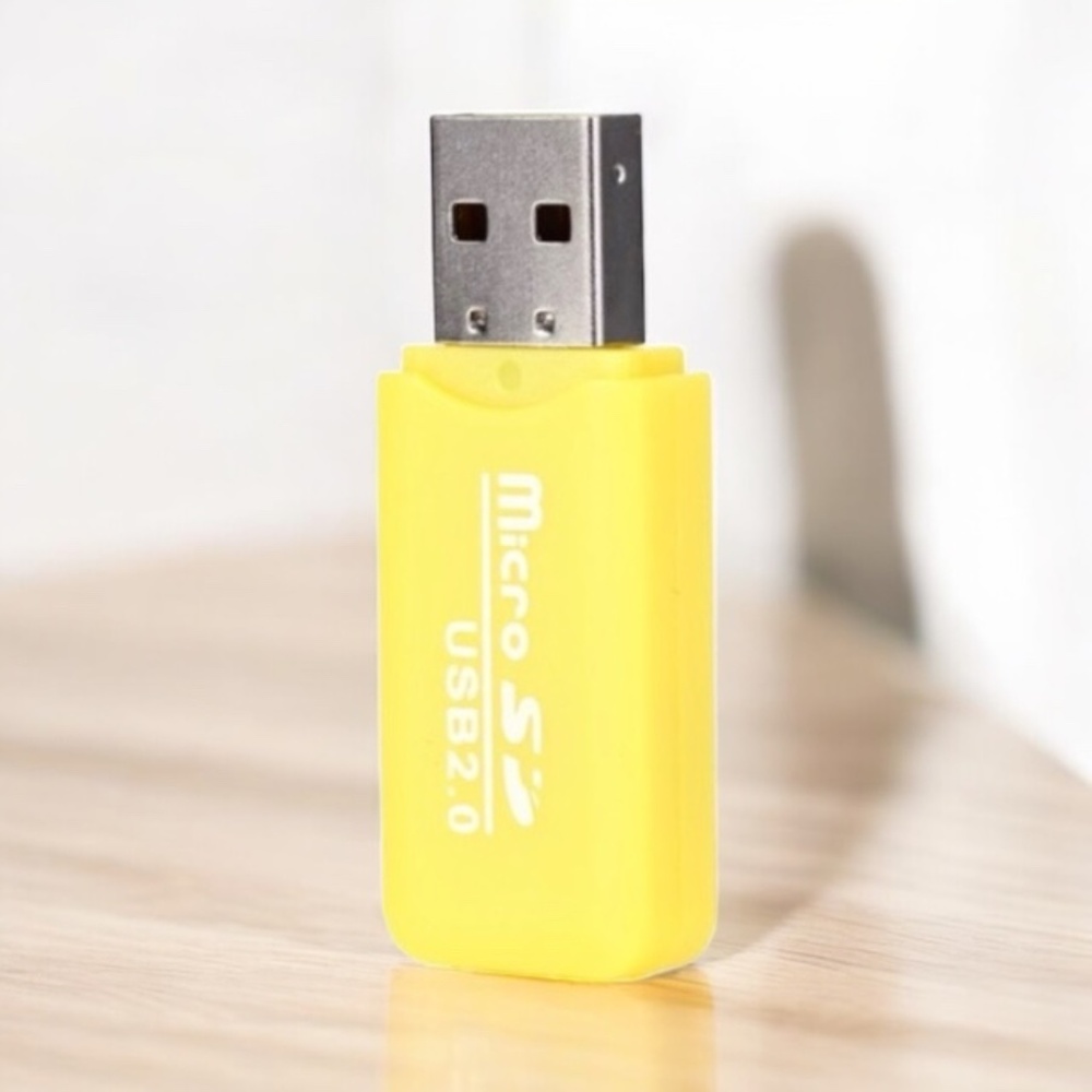 NEW USB 2.0 Micro SD Yellow Card Reader – Portable Mini Memory Card Adapter